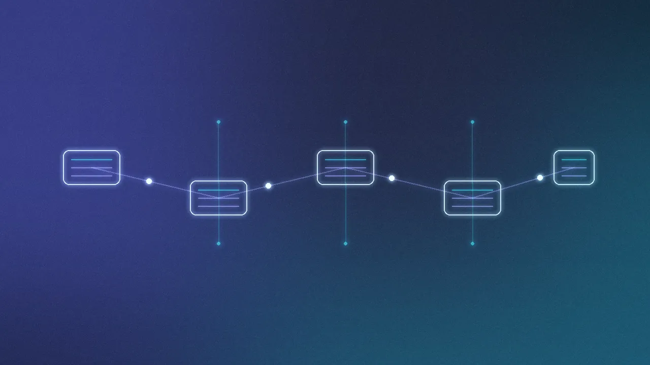 A pipeline of connected stages carrying synthetic data packets