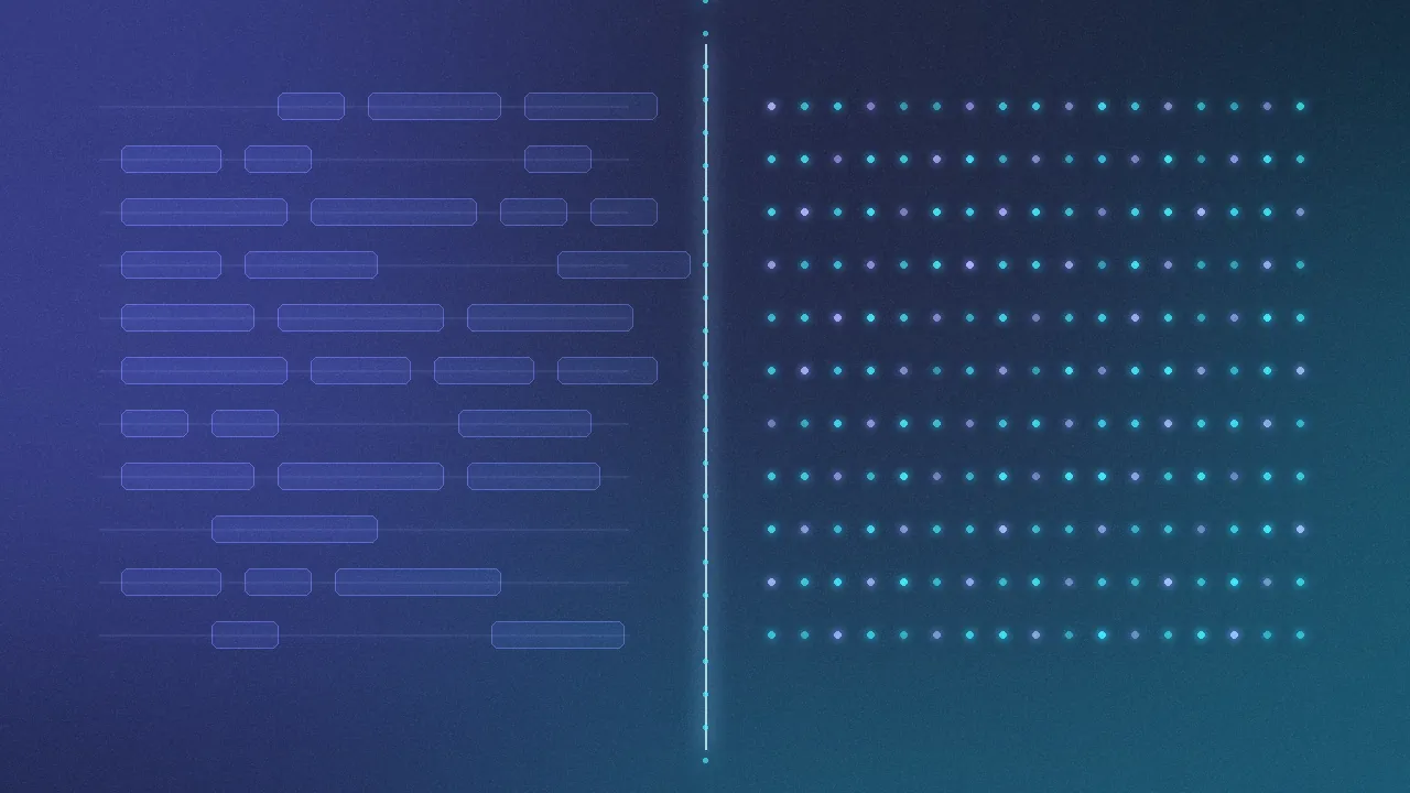 Redacted data on the left, freshly generated synthetic data on the right